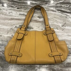 Tignanello Butterscotch Color Dual-Handle Leather Shoulder  Handbag